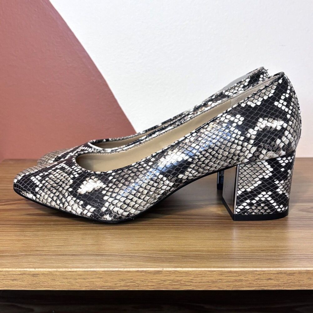 Talbots Snakeskin 7 Pumps Shoes Block Heel Leather Quiet Luxury Old Money Chic